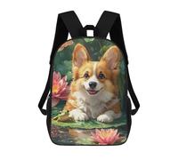 sinyumoney Impresión 3D Corgi And Frog in Lily Pond Mochilas Escolares Para Niños Mochilas Para Libros De Gran Capacidad Mochila De Viaje Mochilas De Día 17inch
