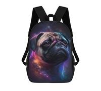 sinyumoney Impresión 3D Cosmic Pug Portrait-10 Mochilas Escolares Para Niños De 17 Pulgadas, Mochilas Para Libros Para Niños, Mochila De Gran Capacidad, Mochila De Viaje, Mochilas De Uso Diario