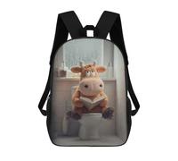 sinyumoney Impresión 3D Cow Plush Reading on Toilet Mochilas Escolares Para Niños De 17 Pulgadas, Mochilas Para Libros Para Niños, Mochila De Gran Capacidad, Mochila De Viaje, Mochilas De Uso Diario
