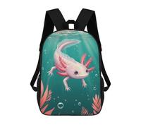 sinyumoney Impresión 3D Cute Axolotl in Teal Water Mochilas Escolares Para Niños Mochilas Para Libros De Gran Capacidad Mochila De Viaje Mochilas De Día 17inch