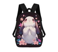 sinyumoney Impresión 3D Cute Bunny with Flowers Mochilas Escolares Para Niños Mochilas Para Libros De Gran Capacidad Mochila De Viaje Mochilas De Día 17inch
