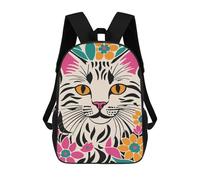sinyumoney Impresión 3D Cute Kitty in Flowers Mochilas Escolares Para Niños De 17 Pulgadas, Mochilas Para Libros Para Niños, Mochila De Gran Capacidad, Mochila De Viaje, Mochilas De Uso Diario