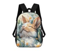 sinyumoney Impresión 3D Cute Sleeping Bunny in Flowers Mochilas Escolares Para Niños Mochilas Para Libros De Gran Capacidad Mochila De Viaje Mochilas De Día 17inch