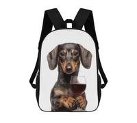 sinyumoney Impresión 3D Dachshund with Wine Glass Mochilas Escolares Para Niños Mochilas Para Libros De Gran Capacidad Mochila De Viaje Mochilas De Día 17inch