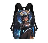 sinyumoney Impresión 3D Dark Angel with Halo Mochilas Escolares Para Niños De 17 Pulgadas, Mochilas Para Libros Para Niños, Mochila De Gran Capacidad, Mochila De Viaje, Mochilas De Uso Diario
