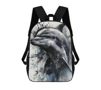 sinyumoney Impresión 3D Dolphin Beauty Black Ink Mochilas Escolares Para Niños Mochilas Para Libros De Gran Capacidad Mochila De Viaje Mochilas De Día 17inch
