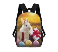 sinyumoney Impresión 3D Easter Bunny Gift Box Mochilas Escolares Para Niños De 17 Pulgadas, Mochilas Para Libros Para Niños, Mochila De Gran Capacidad, Mochila De Viaje, Mochilas De Uso Diario