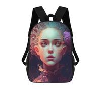 sinyumoney Impresión 3D Fantasy Portrait with Curly Hair Mochilas Escolares Para Niños Mochilas Para Libros De Gran Capacidad Mochila De Viaje Mochilas De Día 17inch