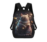 sinyumoney Impresión 3D Fat Cat Butterfly Fantasy Mochilas Escolares Para Niños De 17 Pulgadas, Mochilas Para Libros Para Niños, Mochila De Gran Capacidad, Mochila De Viaje, Mochilas De Uso Diario
