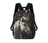 sinyumoney Impresión 3D Festive Unicorn Christmas Mochilas Escolares Para Niños Mochilas Para Libros De Gran Capacidad Mochila De Viaje Mochilas De Día 17inch
