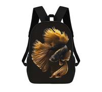 sinyumoney Impresión 3D Fish Gold Black Mochilas Escolares Para Niños De 17 Pulgadas, Mochilas Para Libros Para Niños, Mochila De Gran Capacidad, Mochila De Viaje, Mochilas De Uso Diario