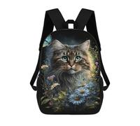 sinyumoney Impresión 3D Floral Cat with Butterfly Mochilas Escolares Para Niños De 17 Pulgadas, Mochilas Para Libros Para Niños, Mochila De Gran Capacidad, Mochila De Viaje, Mochilas De Uso Diario