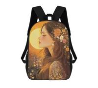 sinyumoney Impresión 3D Floral Woman in Golden Light Mochilas Escolares Para Niños Mochilas Para Libros De Gran Capacidad Mochila De Viaje Mochilas De Día 17inch