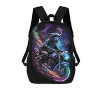 sinyumoney Impresión 3D Galactic Motorcycle Ride -3 Mochilas Escolares Para Niños De 17 Pulgadas, Mochilas Para Libros Para Niños, Mochila De Gran Capacidad, Mochila De Viaje, Mochilas De Uso Diario