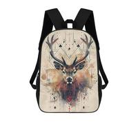 sinyumoney Impresión 3D Geometric Deer Portrait with Abstract Patterns Mochilas Escolares Para Niños Mochilas Para Libros De Gran Capacidad Mochila De Viaje Mochilas De Día 17inch