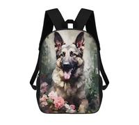 sinyumoney Impresión 3D German Shepherd Flowers Mochilas Escolares Para Niños Mochilas Para Libros De Gran Capacidad Mochila De Viaje Mochilas De Día 17inch