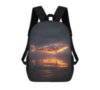 sinyumoney Impresión 3D Glowing Whale Over Water Mochilas Escolares Para Niños Mochilas Para Libros De Gran Capacidad Mochila De Viaje Mochilas De Día 17inch