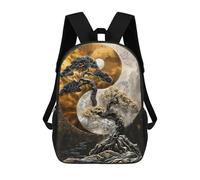 sinyumoney Impresión 3D Golden Bonsai Balance Mochilas Escolares Para Niños Mochilas Para Libros De Gran Capacidad Mochila De Viaje Mochilas De Día 17inch