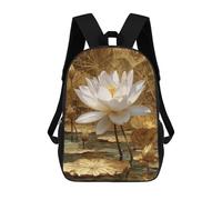 sinyumoney Impresión 3D Golden Lotus Pond Scene Mochilas Escolares Para Niños De 17 Pulgadas, Mochilas Para Libros Para Niños, Mochila De Gran Capacidad, Mochila De Viaje, Mochilas De Uso Diario