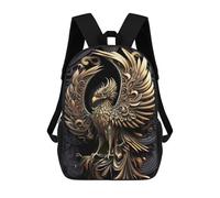 sinyumoney Impresión 3D Golden Phoenix Wings Mochilas Escolares Para Niños De 17 Pulgadas, Mochilas Para Libros Para Niños, Mochila De Gran Capacidad, Mochila De Viaje, Mochilas De Uso Diario