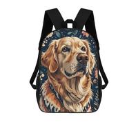 sinyumoney Impresión 3D Golden Retriever Floral Portrait Mochilas Escolares Para Niños Mochilas Para Libros De Gran Capacidad Mochila De Viaje Mochilas De Día 17inch