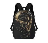 sinyumoney Impresión 3D Golden Skull of Eternity Mochilas Escolares Para Niños Mochilas Para Libros De Gran Capacidad Mochila De Viaje Mochilas De Día 17inch