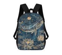 sinyumoney Impresión 3D Golden Whale Lotus Art Print Mochilas Escolares Para Niños De 17 Pulgadas, Mochilas Para Libros Para Niños, Mochila De Gran Capacidad, Mochila De Viaje, Mochilas De Uso Diario