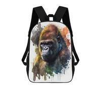 sinyumoney Impresión 3D Gorilla Watercolor Mochilas Escolares Para Niños Mochilas Para Libros De Gran Capacidad Mochila De Viaje Mochilas De Día 17inch