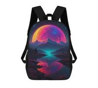 Sinyumoney Impresión 3D Gothic Skull And Rosas Mochilas Escolares Para Niños, Mochila De Viaje Grande Mochilas De Día, Luna de neón, 17"