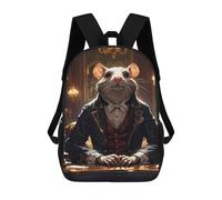 Sinyumoney Impresión 3D Gothic Skull And Rosas Mochilas Escolares Para Niños, Mochila De Viaje Grande Mochilas De Día, Rat In Suit, 17"