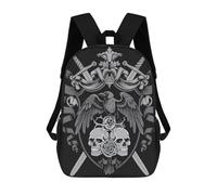 Sinyumoney Impresión 3D Gothic Skull And Rosas Mochilas Escolares Para Niños, Mochila De Viaje Grande Mochilas De Día, Cuervo de cráneo medieval - Gothic Raven, 17"