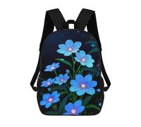 Sinyumoney Impresión 3D Gothic Skull And Rosas Mochilas Escolares Para Niños, Mochila De Viaje Grande Mochilas De Día, Blue Flowers Night, 17"