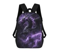 Sinyumoney Impresión 3D Gothic Skull And Rosas Mochilas Escolares Para Niños, Mochila De Viaje Grande Mochilas De Día, Dragón de Rayo, 17"