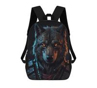 Sinyumoney Impresión 3D Gothic Skull And Rosas Mochilas Escolares Para Niños, Mochila De Viaje Grande Mochilas De Día, Wolf With Glowing Eyes, 17"