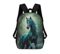 sinyumoney Impresión 3D Green Horse in Forest Mochilas Escolares Para Niños De 17 Pulgadas, Mochilas Para Libros Para Niños, Mochila De Gran Capacidad, Mochila De Viaje, Mochilas De Uso Diario