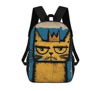sinyumoney Impresión 3D Grumpy Abstract Cat Mochilas Escolares Para Niños De 17 Pulgadas, Mochilas Para Libros Para Niños, Mochila De Gran Capacidad, Mochila De Viaje, Mochilas De Uso Diario