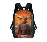 sinyumoney Impresión 3D Highland Cow on The Toilet Mochilas Escolares Para Niños Mochilas Para Libros De Gran Capacidad Mochila De Viaje Mochilas De Día 17inch