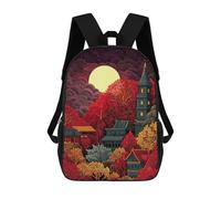 sinyumoney Impresión 3D Japanese Landscape with Pagoda And Moon Mochilas Escolares Para Niños Mochilas Para Libros De Gran Capacidad Mochila De Viaje Mochilas De Día 17inch