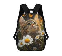 sinyumoney Impresión 3D Kitten in Daisy Field Mochilas Escolares Para Niños De 17 Pulgadas, Mochilas Para Libros Para Niños, Mochila De Gran Capacidad, Mochila De Viaje, Mochilas De Uso Diario