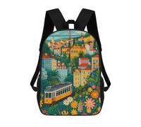 sinyumoney Impresión 3D Lisbon Tram And Colorful Cityscape Mochilas Escolares Para Niños Mochilas Para Libros De Gran Capacidad Mochila De Viaje Mochilas De Día 17inch