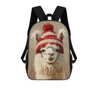 sinyumoney Impresión 3D Llama in Red Hat Art Print Mochilas Escolares Para Niños De 17 Pulgadas, Mochilas Para Libros Para Niños, Mochila De Gran Capacidad, Mochila De Viaje, Mochilas De Uso Diario