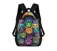 sinyumoney Impresión 3D Many Vivid Cats Mochilas Escolares Para Niños Mochilas Para Libros De Gran Capacidad Mochila De Viaje Mochilas De Día 17inch