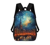 Sinyumoney Impresión 3D Melbourne Mochilas escolares para niños, mochilas para niños, mochila grande de viaje, mochilas de día, Sunrise in Amsterdam, 17"
