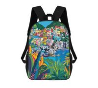 sinyumoney Impresión 3D Minimalist Italy Art Cinque Terre Coast Mochilas Escolares Para Niños Mochilas Para Libros De Gran Capacidad Mochila De Viaje Mochilas De Día 17inch