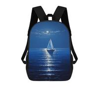 sinyumoney Impresión 3D Moonlit Ocean Serenity-1 Mochilas Escolares Para Niños De 17 Pulgadas, Mochilas Para Libros Para Niños, Mochila De Gran Capacidad, Mochila De Viaje, Mochilas De Uso Diario