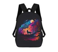 sinyumoney Impresión 3D Moonlit Wolf Silhouette-1 Mochilas Escolares Para Niños Mochilas Para Libros De Gran Capacidad Mochila De Viaje Mochilas De Día 17inch