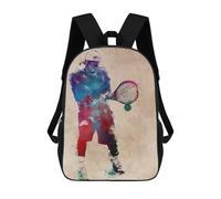Sinyumoney Impresión 3D Motorcycle Watercolor Art Mochilas escolares para niños, mochilas para niños, mochila grande de viaje, mochilas de día, Tenis Player, 17"