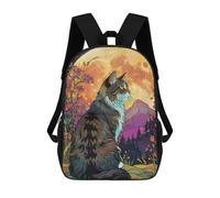 sinyumoney Impresión 3D Norwegian Forest Cat Full Moon Mochilas Escolares Para Niños Mochilas Para Libros De Gran Capacidad Mochila De Viaje Mochilas De Día 17inch