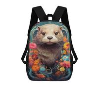 sinyumoney Impresión 3D Otter in Flowers Mochilas Escolares Para Niños De 17 Pulgadas, Mochilas Para Libros Para Niños, Mochila De Gran Capacidad, Mochila De Viaje, Mochilas De Uso Diario
