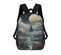 sinyumoney Impresión 3D Pagoda Under The Full Moon Mochilas Escolares Para Niños De 17 Pulgadas, Mochilas Para Libros Para Niños, Mochila De Gran Capacidad, Mochila De Viaje, Mochilas De Uso Diario